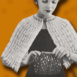 1953 Drop Stitch Shawl Knitting Pattern: Elegant Evening Cape (Digital Pattern)