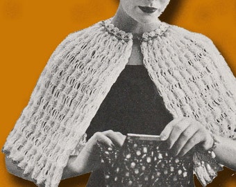 1953 Drop Stitch Shawl Knitting Pattern: Elegant Evening Cape (Digital Pattern)