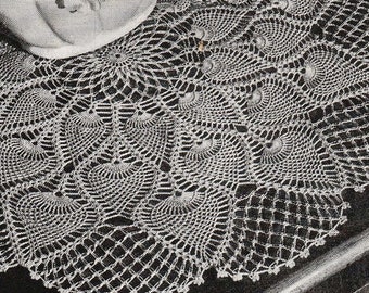1946 Large Pineapple Doily Crochet Pattern, Digital Crochet Pattern
