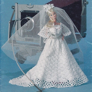 1970s Crochet Wedding Dress Pattern: 11.5&quot; Fashion Doll (Digital Pattern)