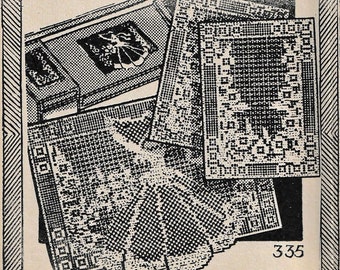 1940's Sunbonnet Sue Filet Crochet Pattern, Charted Design for Knitting, Crochet, Beading and More