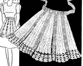 40s Filet Crochet Hostess Apron Pattern (Digital Pattern)