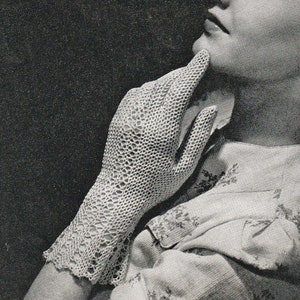 1941 Lace Gloves Crochet Pattern, Digital Crochet Pattern
