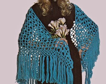 Chal de rejilla de crochet de los años 70, patrón de crochet digital