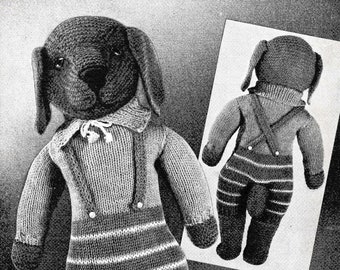1940s Poppy the Pup Toy Knitting Pattern, Digital Knitting Pattern