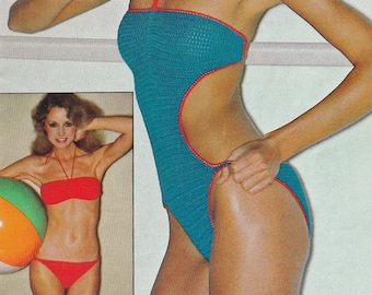 70er Jahre Bikini und Einteiler Muster, Digital häkeln Muster