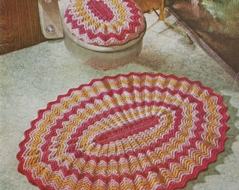 1970s 3 Piece Crochet Bathroom Set Pattern, Digital Crochet Pattern