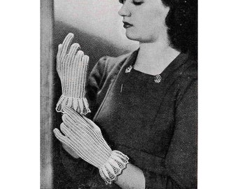 1955 Lace Crochet Gloves Pattern, Style 1721, Digital Crochet Pattern