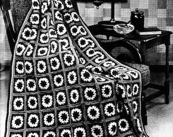 1970s Crochet Afghan Pattern, Digital Crochet Pattern