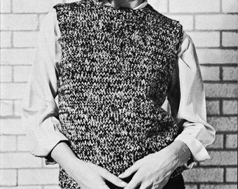 1965 Knit Sweater Vest Pattern, PDF Knitting Pattern