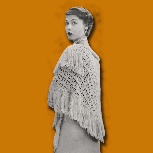 1953 Diamond Lace Shawl Knitting Pattern, Digital Knitting Pattern