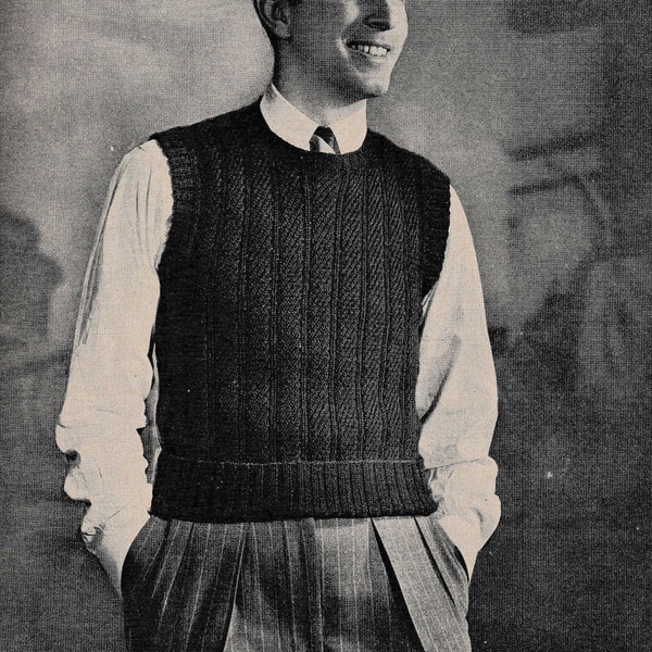 1940s Mens Knit Vest Pattern - Michigan