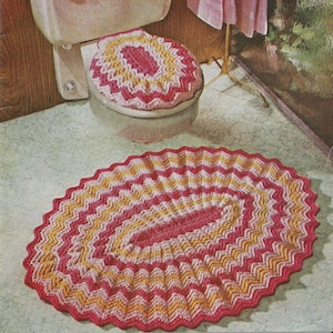 1970s Crochet Bathroom Set Pattern: Ripple Design (Digital Pattern)