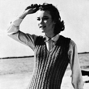 1965 Knit Cabled Vest Pattern, Digital Knitting Pattern