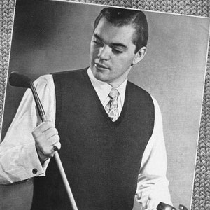 1946 Knit Mens Reversible Pullover Vest PDF Pattern