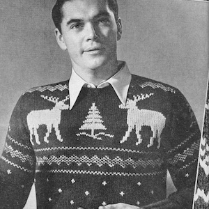 1946 Men&#39;s Nordic Sweater Knitting Pattern - Digital Knitting Pattern