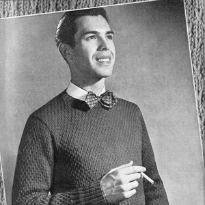 1946 Men&#39;s Pullover Sweater Knitting Pattern, Digital Knitting Pattern