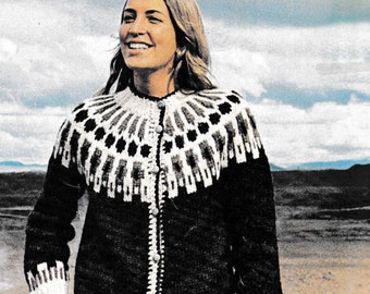 Vintage Icelandic Sweater Knitting Pattern: Lopi Yarn (Digital Pattern)