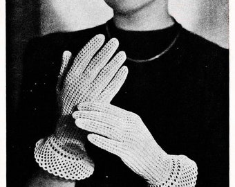 Patrón de guantes de crochet de encaje vintage de 1955 (descarga digital)