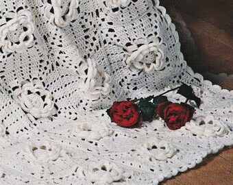 1970s Bridal Rose Crocheted Afghan Pattern