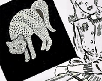 1948 Crochet Cat Applique Pattern (Digital Pattern)