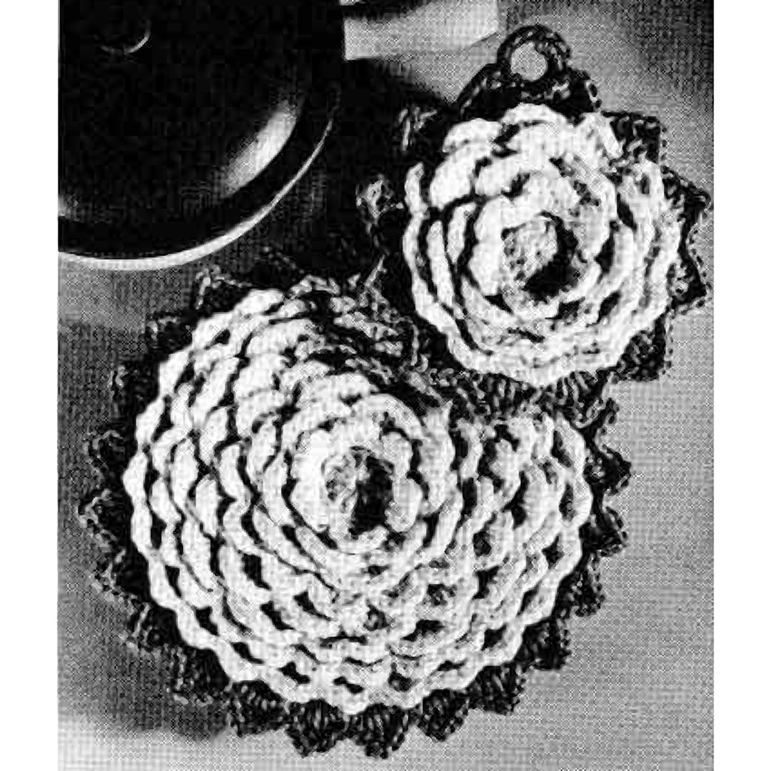 60s Petal Pot Holder and Trivet Crochet Pattern Digital Crochet Pattern