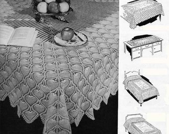 Pineapple Crochet Tablecloth Pattern in Multiple Sizes from 1944