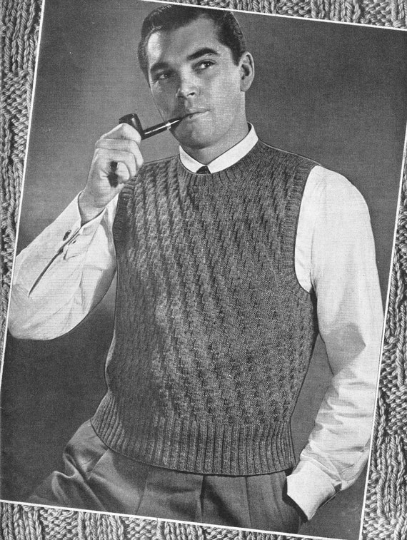1946 Men s Sleeveless Pullover Knitting Pattern the Loafer Knit Vest Digital Knitting Pattern Etsy Ireland