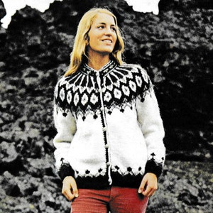 Vintage Icelandic Sweater Knitting Pattern PDF - Ingeborg