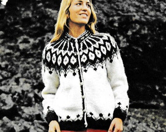 Vintage Icelandic Sweater Knitting Pattern PDF - Ingeborg