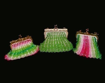 Vintage Beaded Knit Coin Purse Pattern from 1912, Digital Knitting Pattern