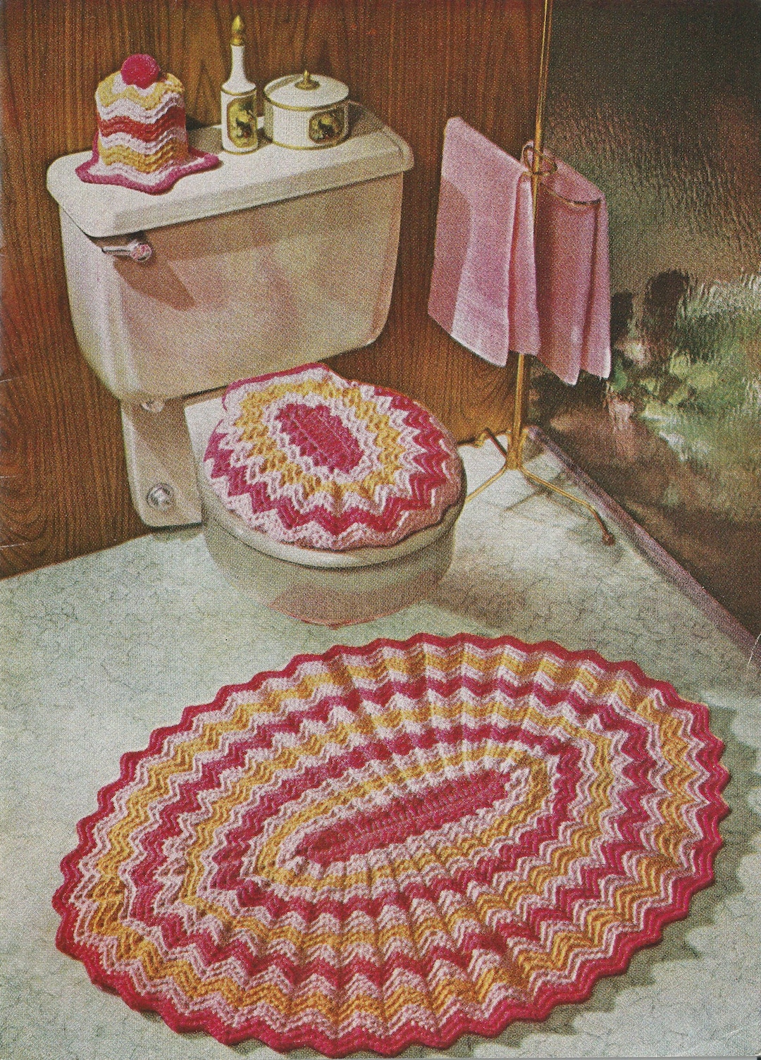 1970s 3 Piece Crochet Bathroom Set Pattern, Digital Crochet Pattern Etsy
