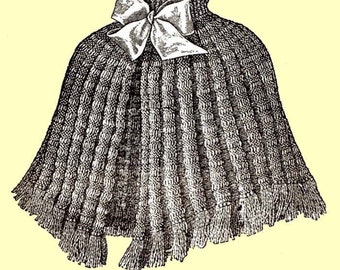 1910 Knit Cape or Shoulder Wrap Pattern, Digital Knitting Pattern