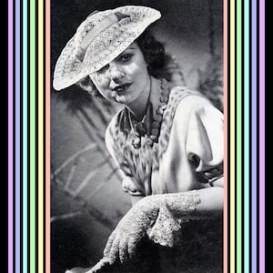 Vintage Lace Crochet Hat and Gloves Pattern from 1936