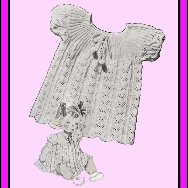 1939 Madelaine Knit Baby Dress Pattern, Digital Knitting Pattern