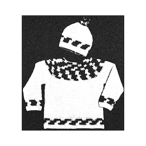 70s Childs Sweater and Cap Crochet Pattern (Digital Pattern)