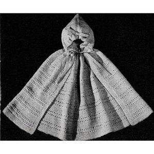 1940&#39;s Knitted Child&#39;s Cape Pattern, Digital Knitting Pattern