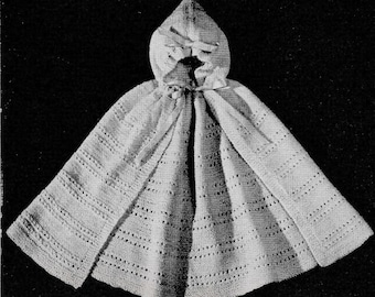 1940's Knitted Child's Cape Pattern, Digital Knitting Pattern