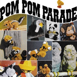 Patrones de animales con pompones: Manualidades vintage (Patrón en PDF)