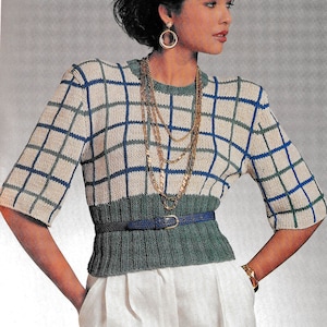 Windowpane Sweater Knitting Pattern, Digital Knitting Pattern