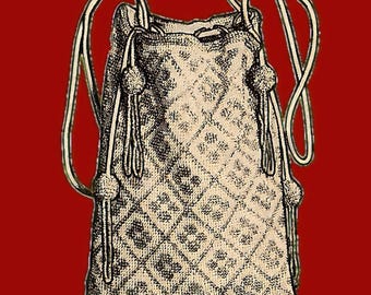 Bead Crochet Bag from 1924 in Gray and Steel, Digital Crochet Pattern