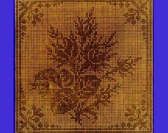 1909 Rose Bud Pattern for Filet Crochet, Beading or Cross Stitch