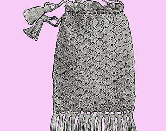 Easy and Fast Crochet Bag from 1924, Drawstring Purse Digital Crochet Pattern