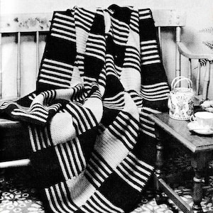 1970s Shepherd's Plaid Crochet Afghan Pattern