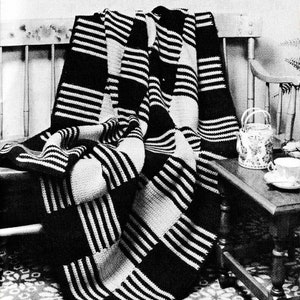 1970s Shepherd&#39;s Plaid Crochet Afghan Pattern