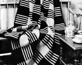 1970s Shepherd's Plaid Crochet Afghan Pattern