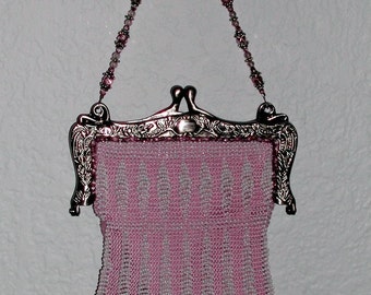 Vintage Beaded Knit Purse Pattern, The Fan-Tan 1920s Flapper Purse, Digital Knitting Pattern