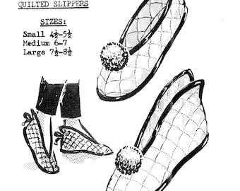 Patron de couture numérique pour chaussons matelassés des années 1960
