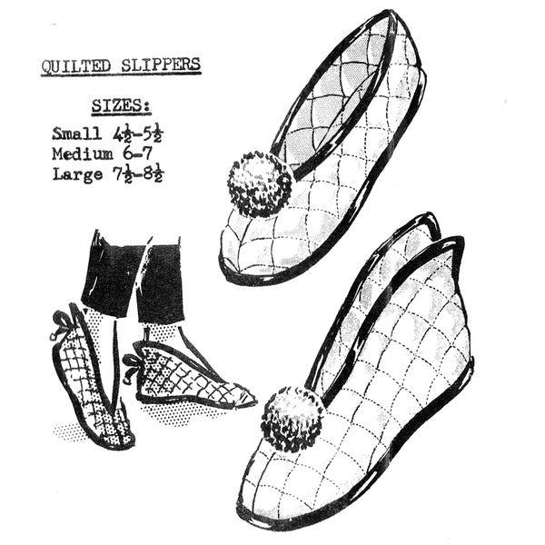 1960s Quilted Slippers Digital Sewing Pattern