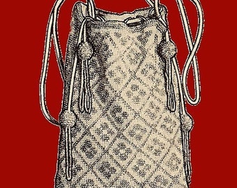 Bead Crochet Bag from 1924 in Gray and Steel, Digital Crochet Pattern